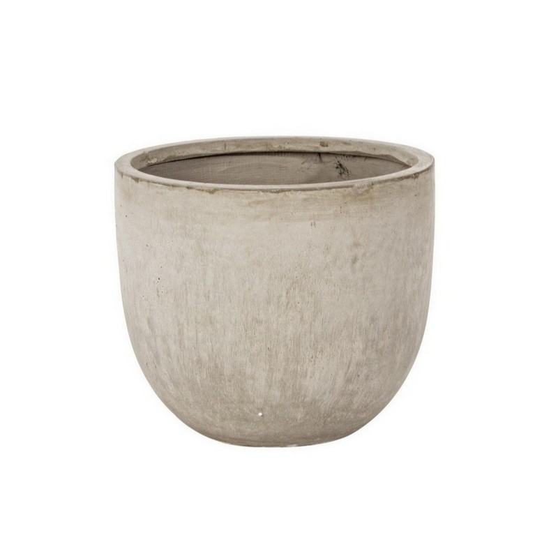 Vaso in argilla e fibra di vetro da esterno con foro di drenaggio, color sabbia